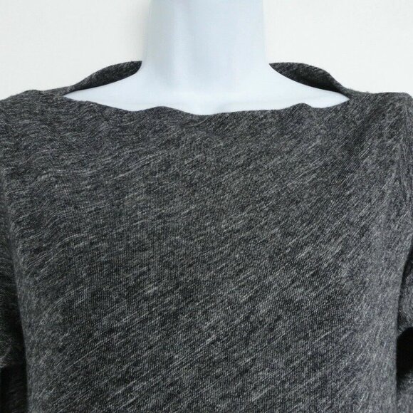 NWT EILEEN FISHER Charcoal Wool Cotton Bias Twisted Bateau Neck K/L L/S Dress S - Picture 3 of 7
